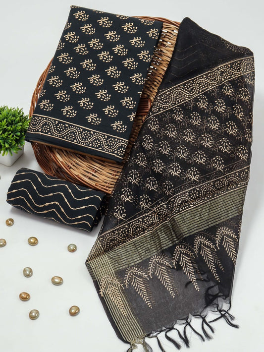 Soft Cotton Suits with Fancy Organza Dupatta – VimuSarees