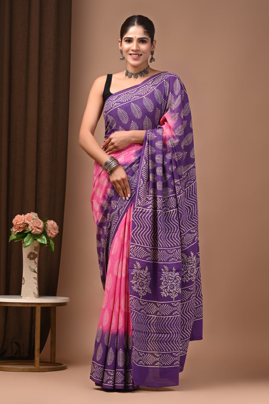Elegant soft cotton mul saree with pure comfort.