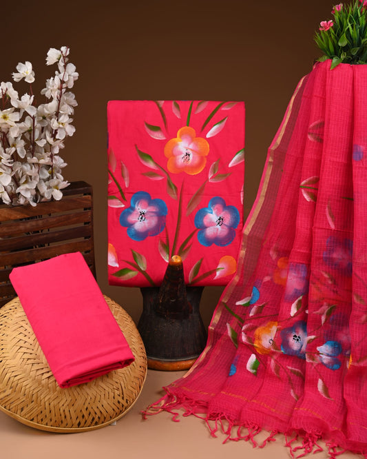 Buy Bright Pink Cotton Suit Online – Vibrant, Comfortable & Stylish