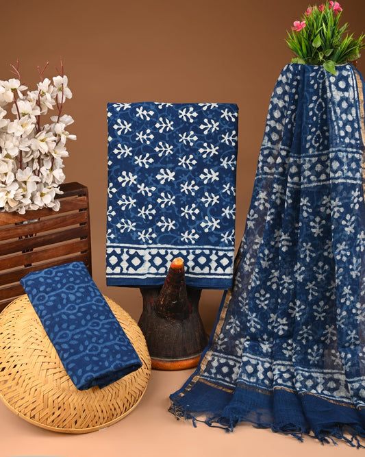 best blue follwers print cotton suits