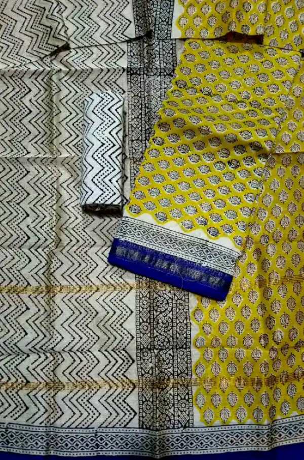 Handcrafted Maheshwari Silk Suit with Dupatta & Bottom