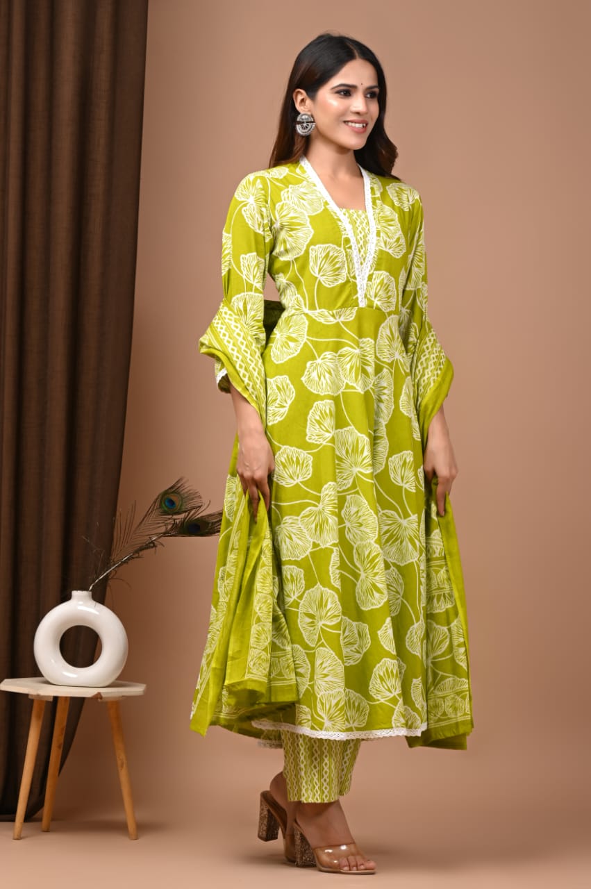 Daily Wear Anarkali Kurta Set – Breathable Cotton Fabric