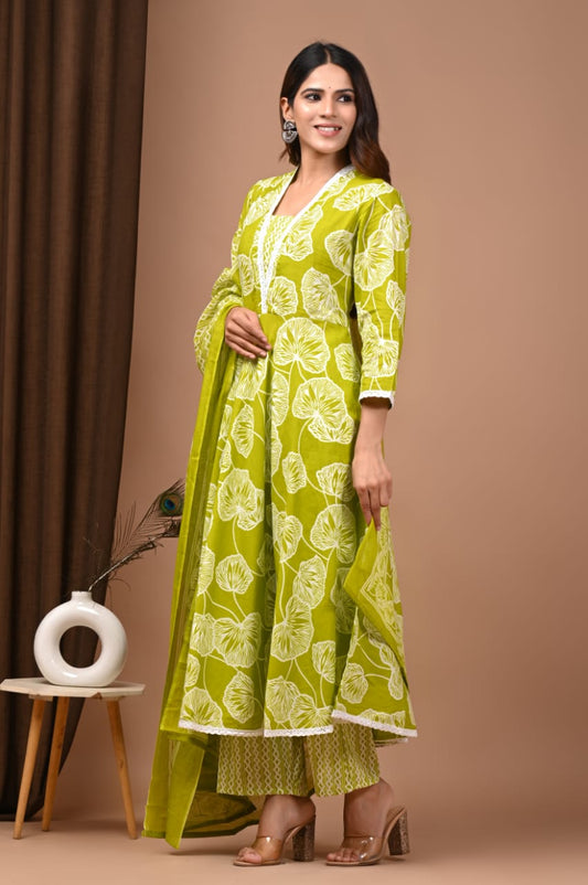 Daily Wear Anarkali Kurta Set – Breathable Cotton Fabric