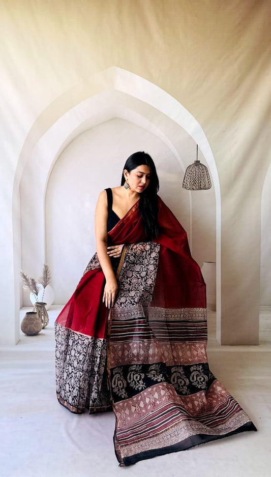 Handcrafted Pure Kota Doria Saree