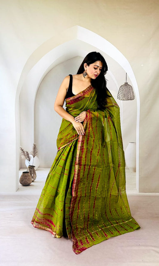 Traditional Kota Doria Saree Look