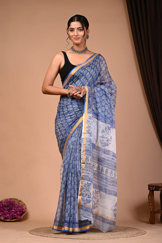 Pure Kota Doria Saree Draping Style