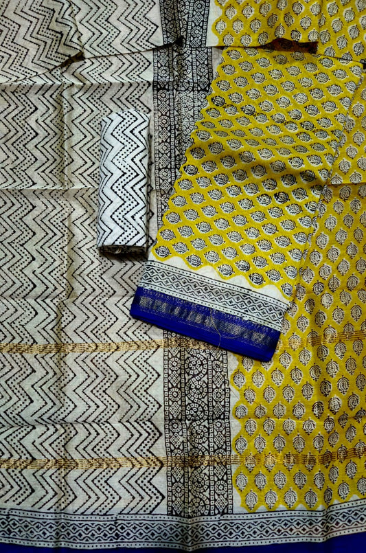 Handcrafted Maheshwari Silk Suit with Dupatta & Bottom