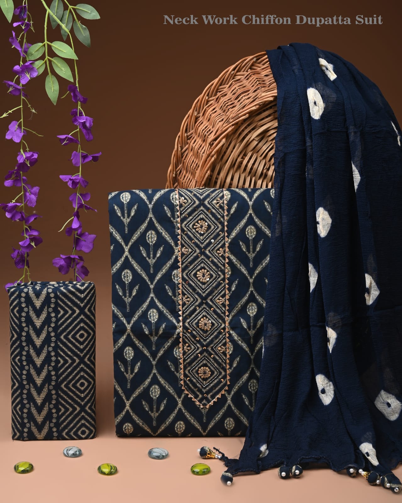 Cotton Suit with Zari Gota Patti Dupatta Set