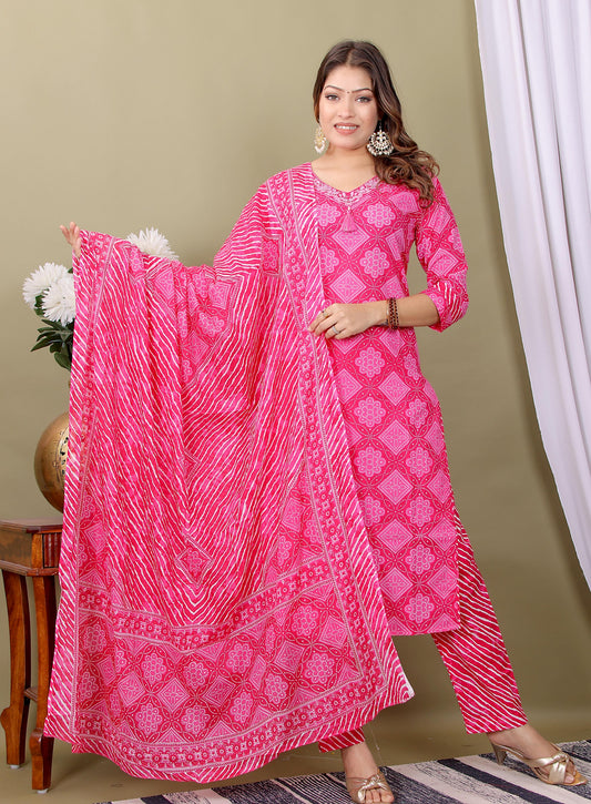 Sanganeri Print Kurti Pant Set – Comfortable Cotton Wear