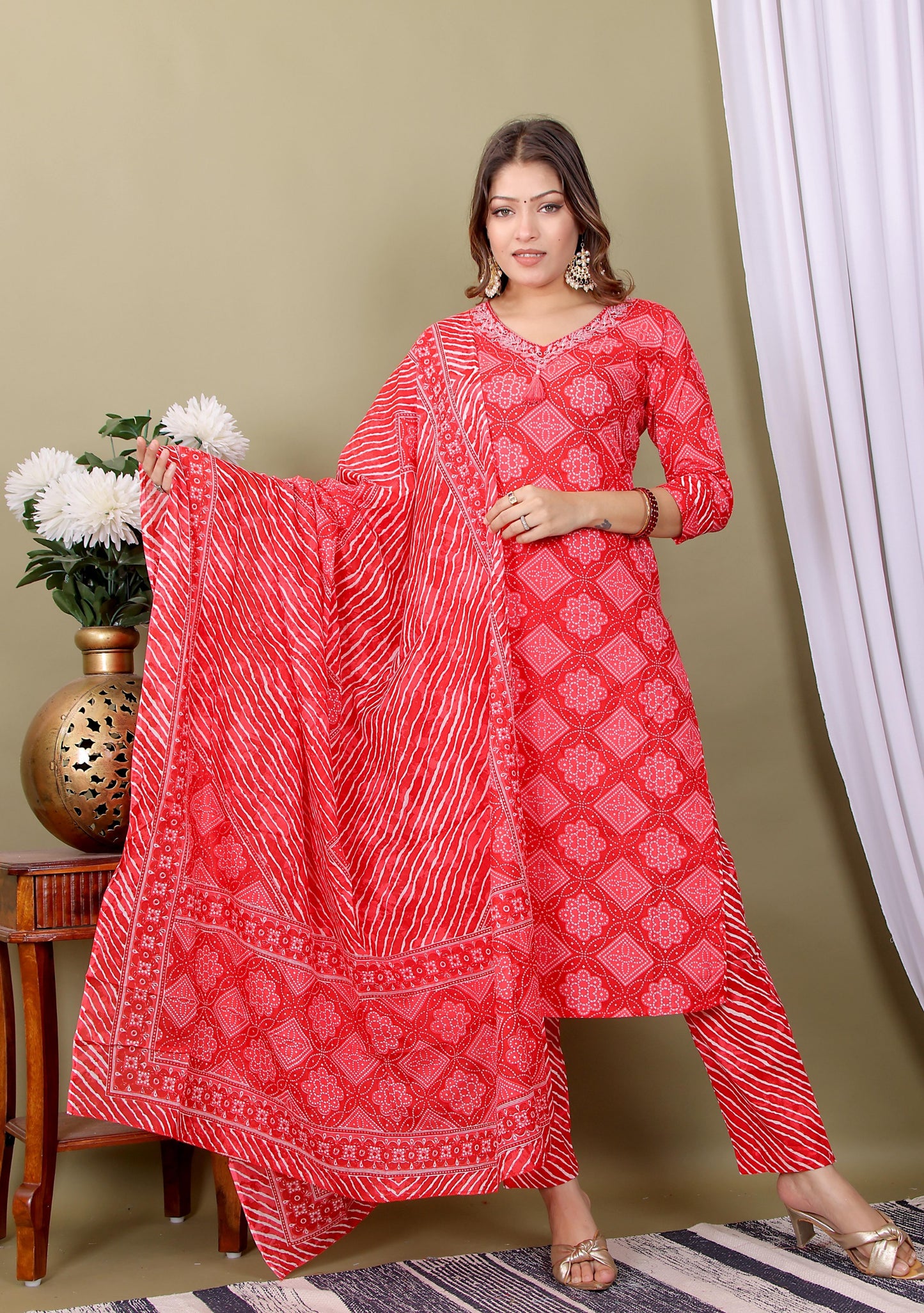 raditional Sanganeri Kurti Pant Co-ord Set