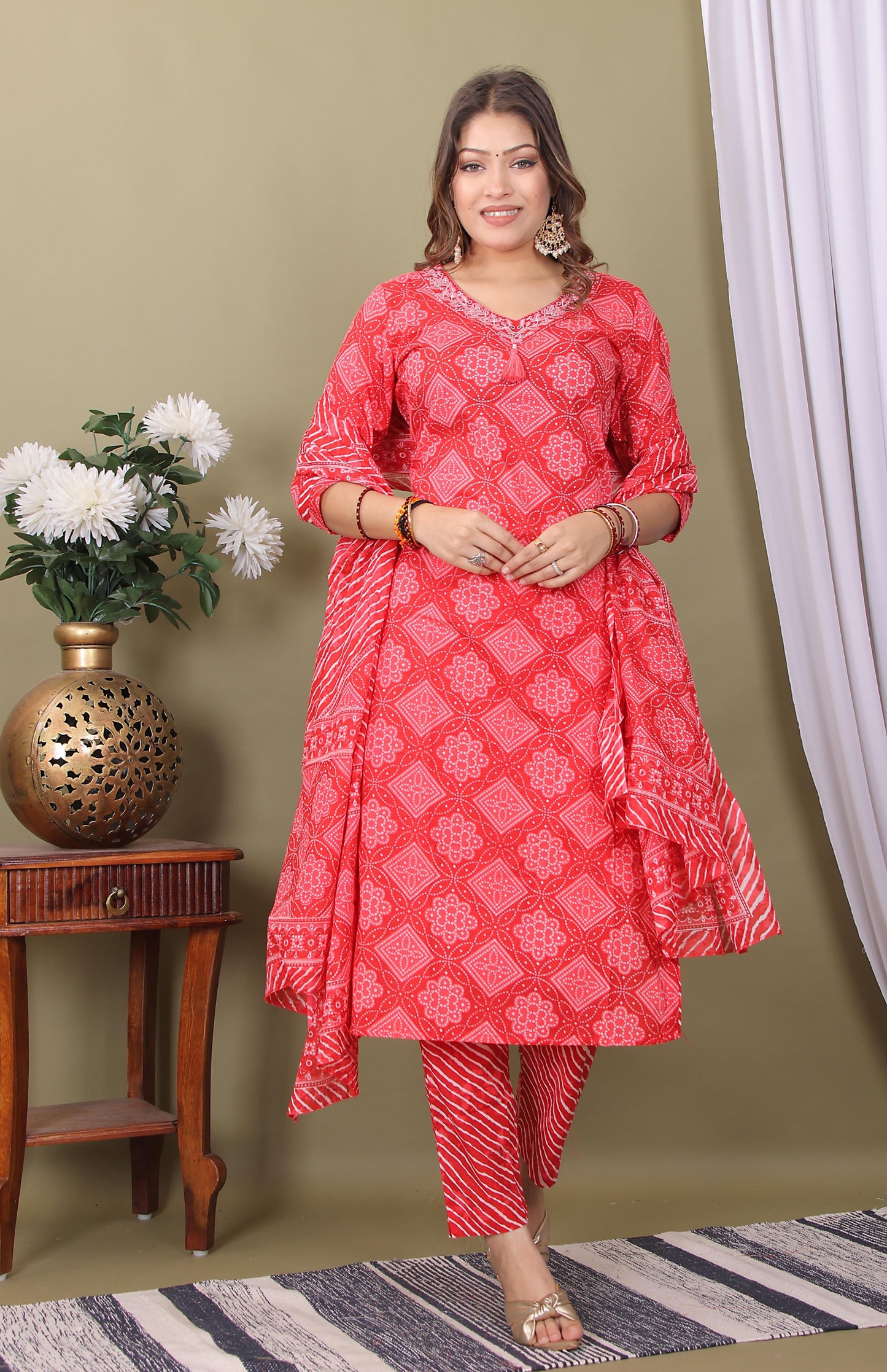 raditional Sanganeri Kurti Pant Co-ord Set
