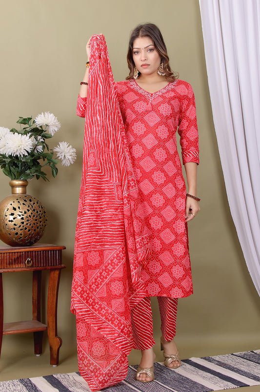 raditional Sanganeri Kurti Pant Co-ord Set