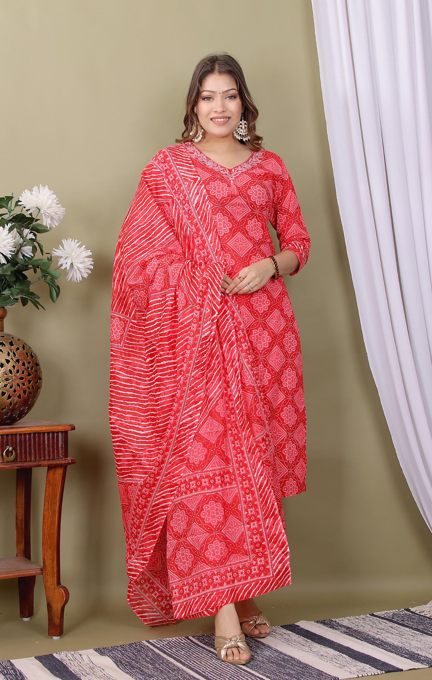 raditional Sanganeri Kurti Pant Co-ord Set