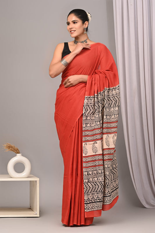 Handcrafted cotton mul saree, made for daily elegance.