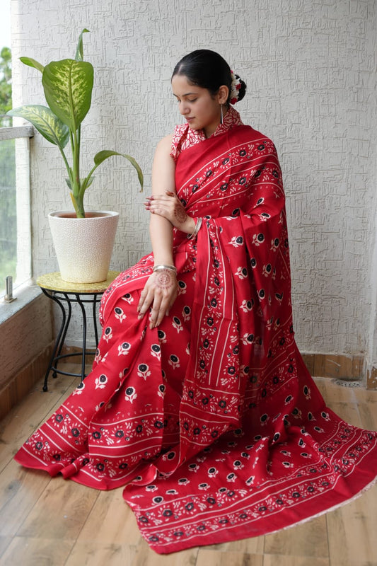 Designer Ajrakh Saree – Modal Silk