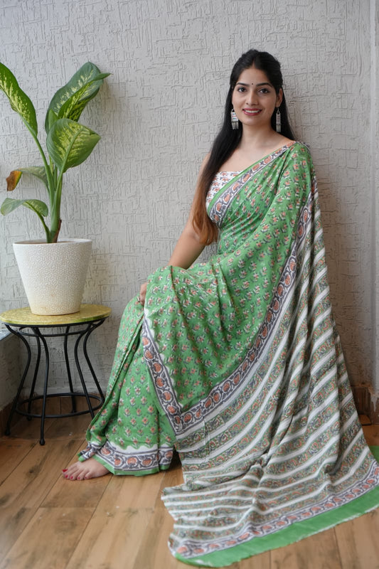 Pure Modal Silk Saree – Ajrakh Work