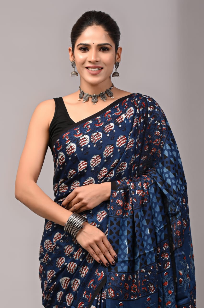 Modal Silk Saree – Ajrakh Print