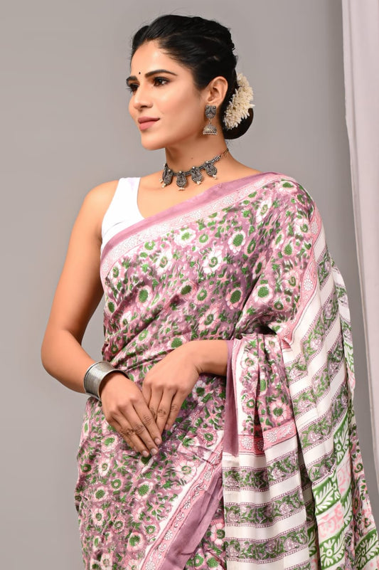 Ajrakh Modal Silk Saree with Blouse