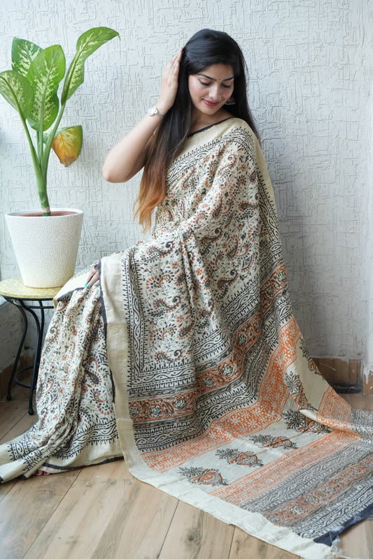 Hand Block Printed Chanderi Saree
