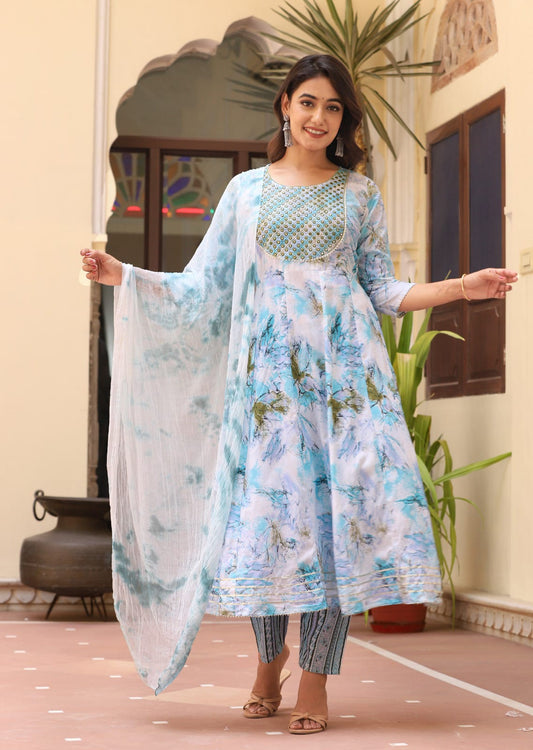 white flower printed kurta pant