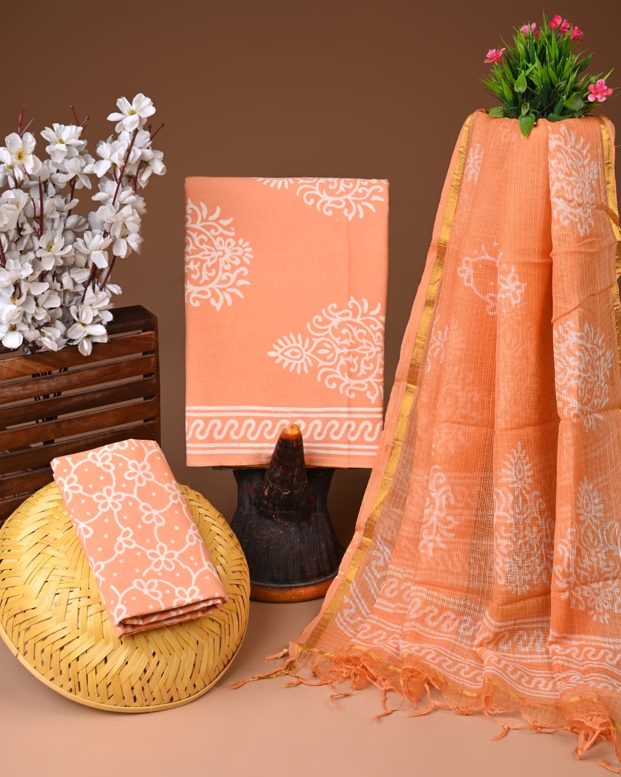 Buy Cotton Suits with Kota Doriya Dupatta