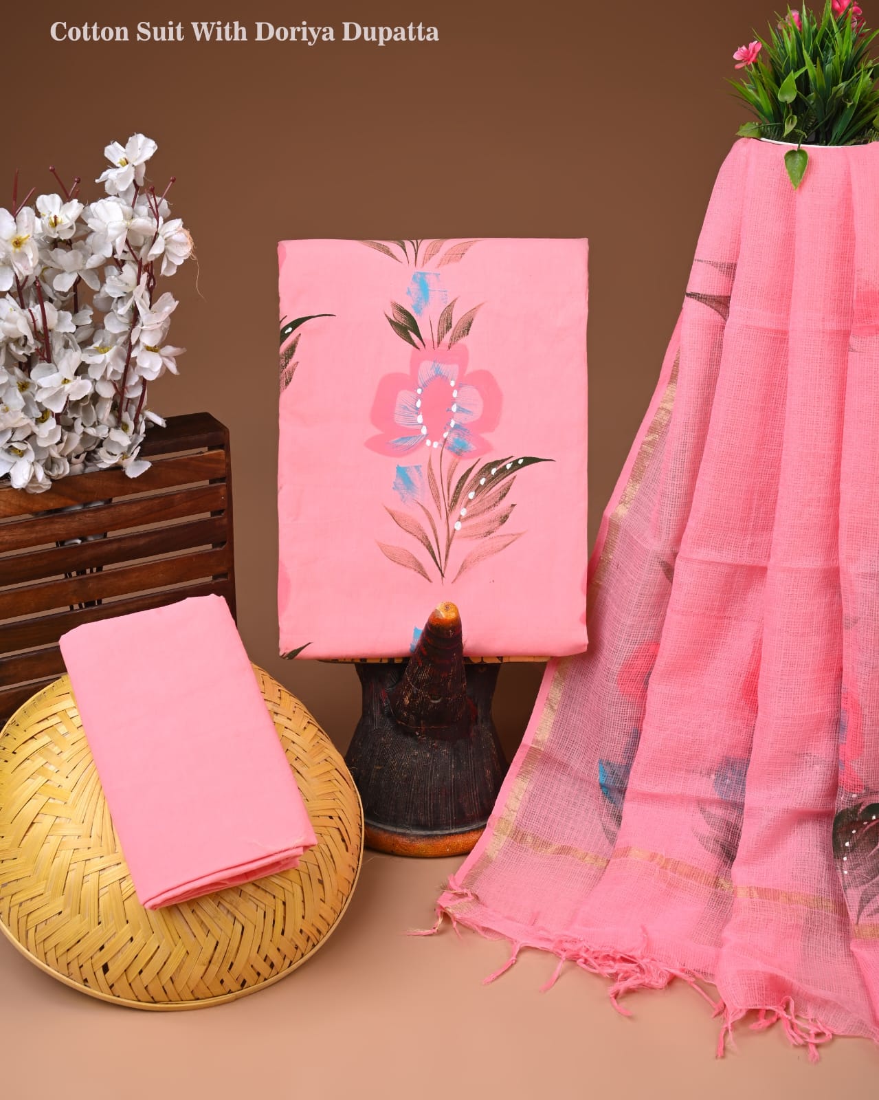 best blue follwers print cotton suits