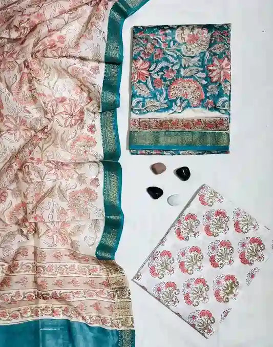 Floral patterned fabric with a white background