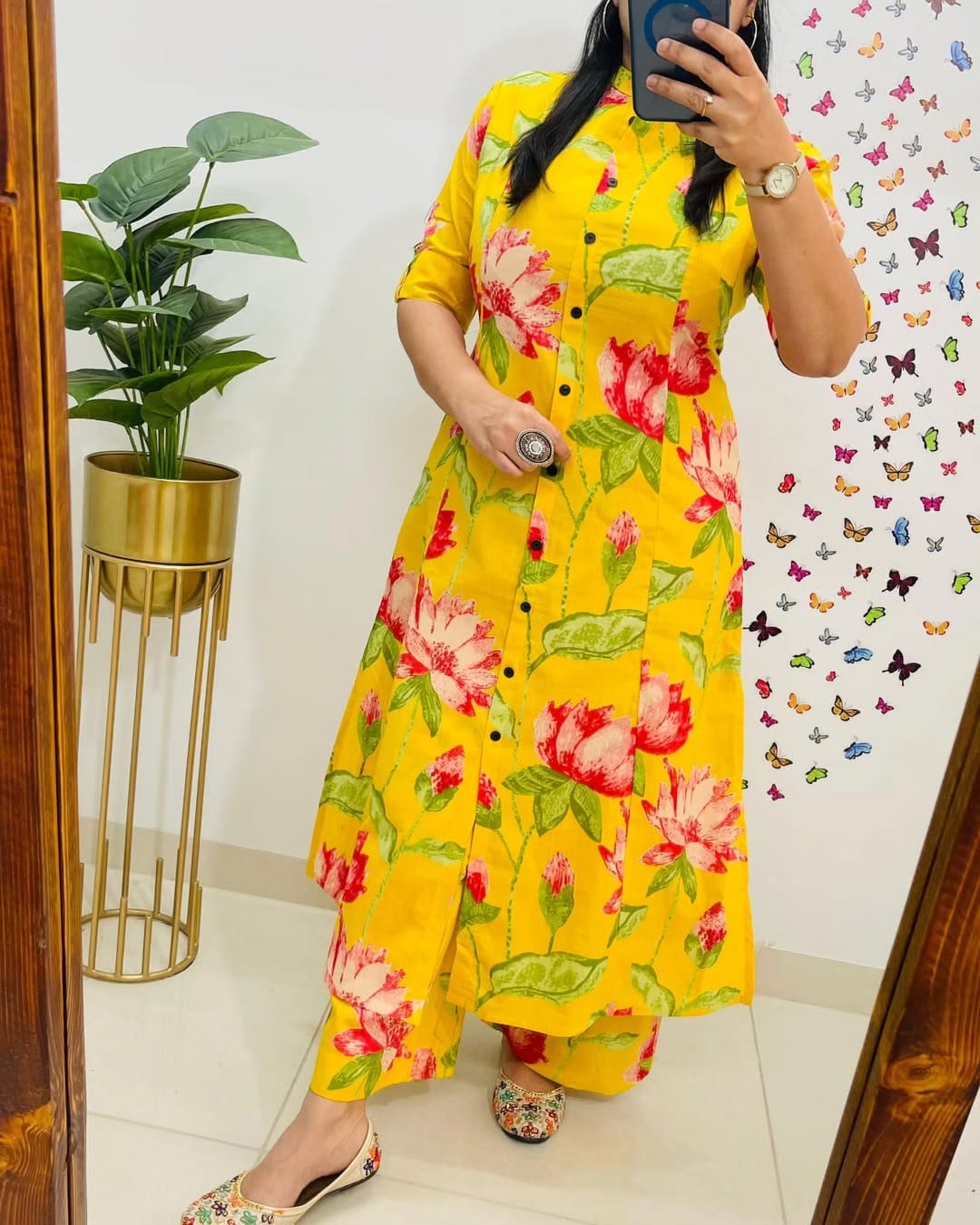 Stylish Yellow Cotton Kurti Palazzo Set for Summer (M to XXXL)