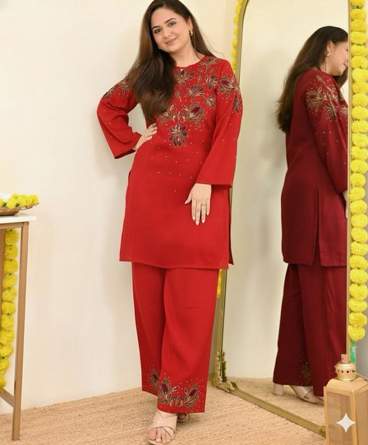 Redess cord set with embroidered work
