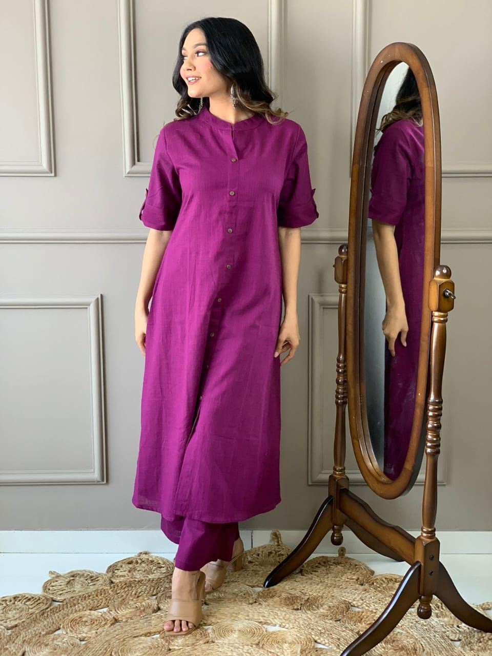 Purple Cotton Kurta Pant Set Buy Online