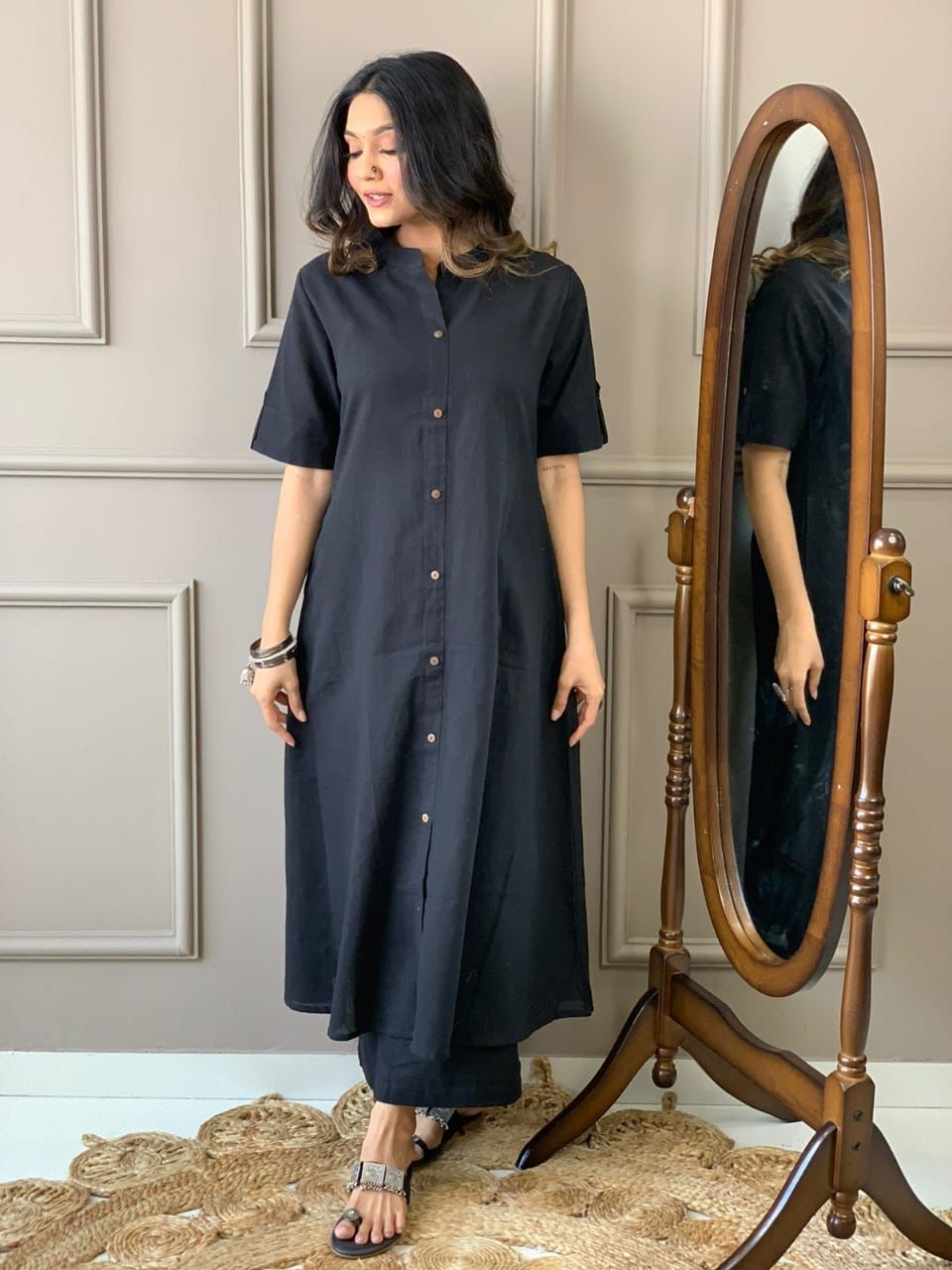 Premium black cotton kurti pant