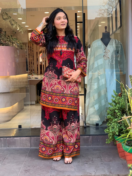 Maslin Baroque Kalamkari print co-ord set
