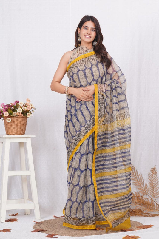 Designer Kota Doriya Saree with Ajrak Pattern