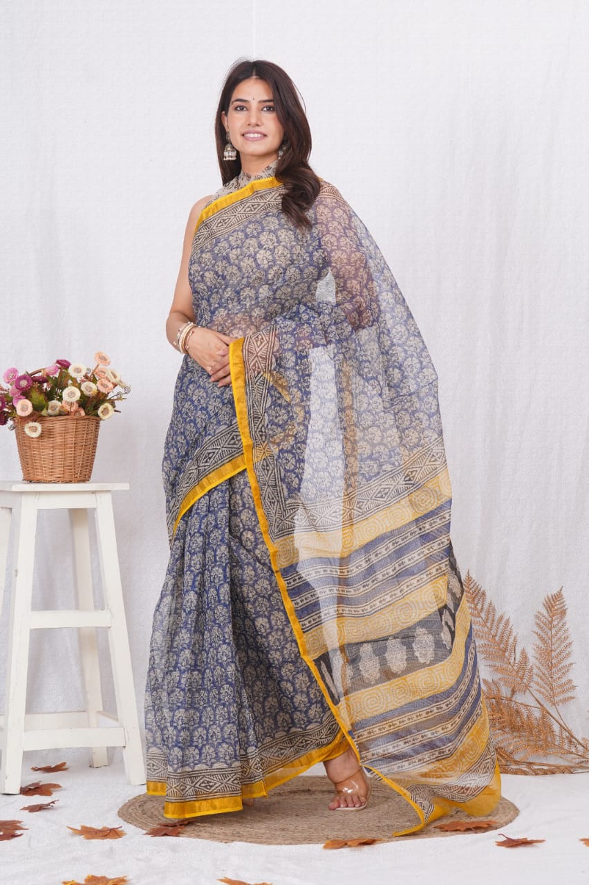 Lightweight Kota Doriya Saree with Dabu Print