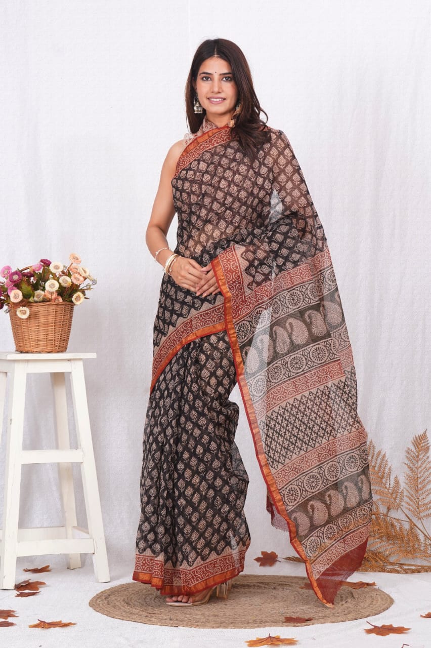 Festive Kota Doriya Saree with Natural Pigment