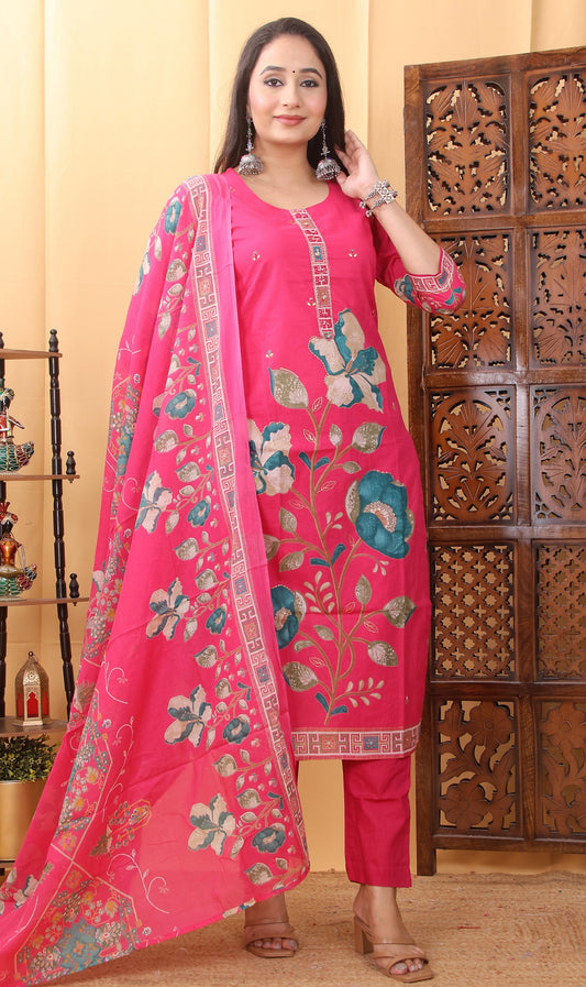 Sanganeri Cotton Kurti Pant Set for Women