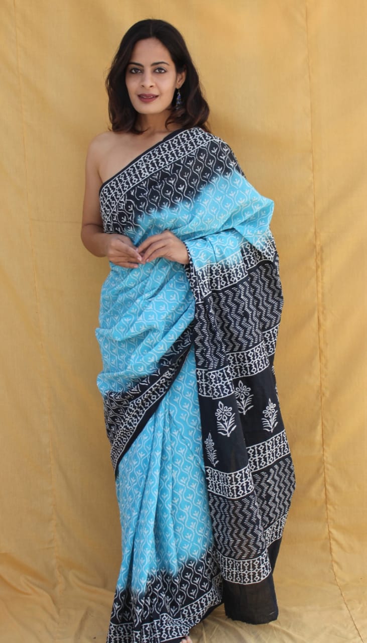 Heritage cotton mul saree with timeless drape appeal.