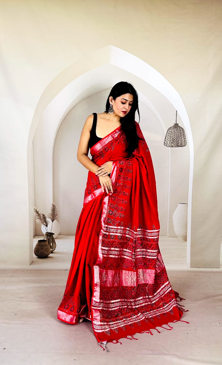 Eco-Friendly Cotton Linen Saree for Daily & Festive Wear