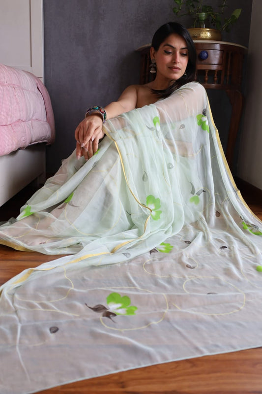 Stunning Chiffon Zari Border Saree