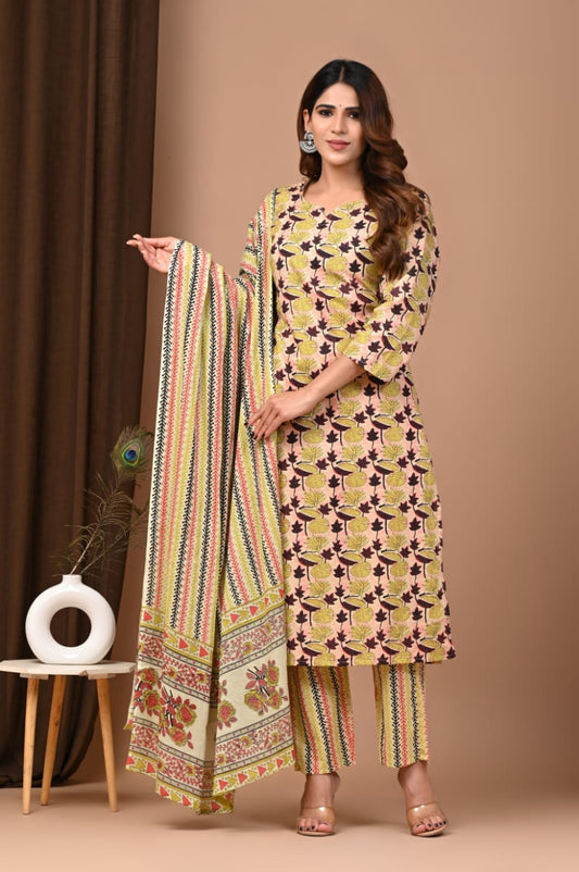 Best Ajrakh Cotton Suit with Dupatta – Top Handblock Printed Styles