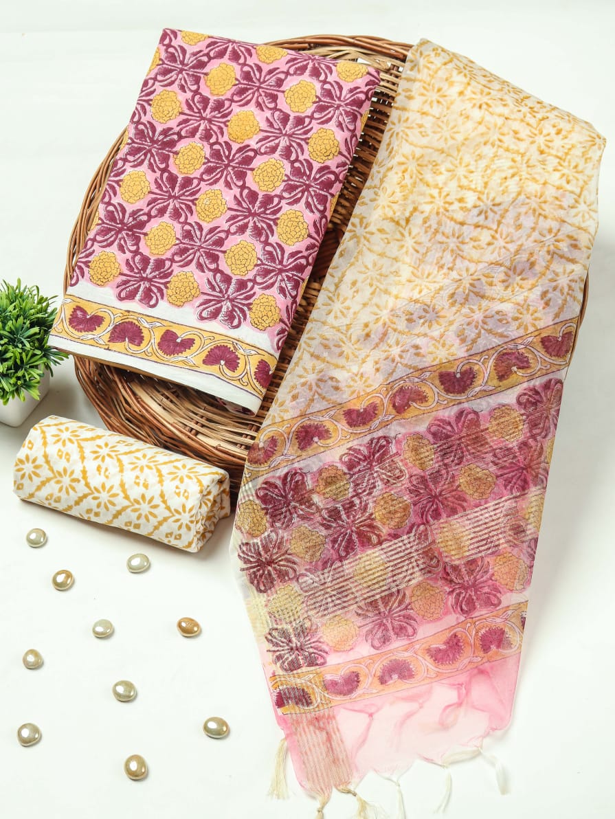 Organza Dupatta With Cotton Suit