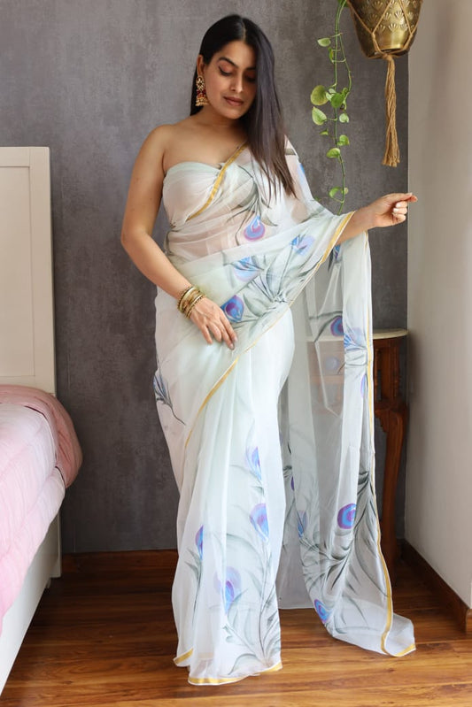 Elegant Chiffon Zari Border Saree – Perfect for Any Occasion