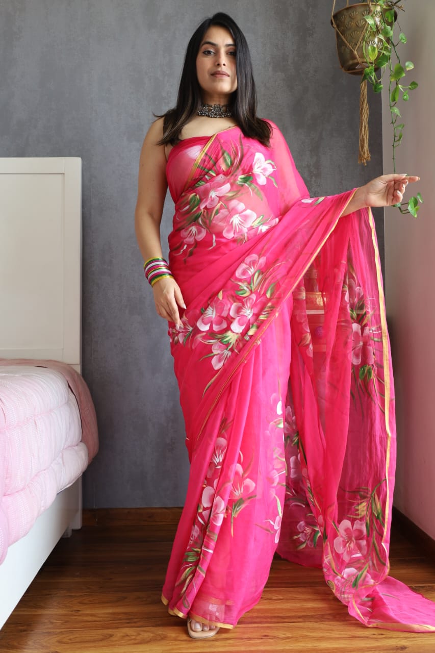 Stylish Chiffon Sarees with Zari Border – Affordable Prices