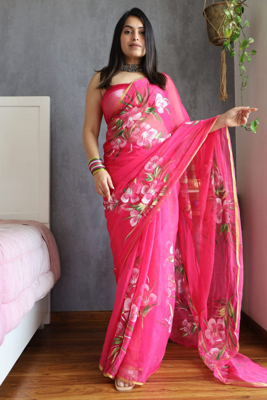Stylish Chiffon Sarees with Zari Border – Affordable Prices