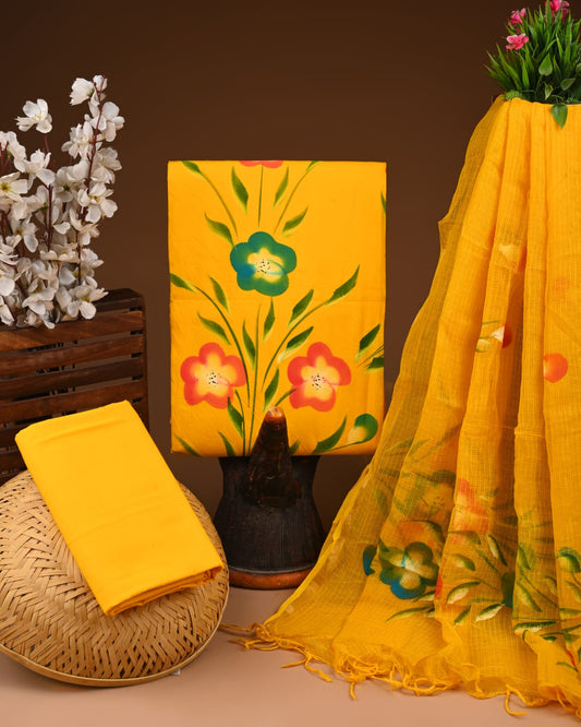 Yellow kota doriya cotten suits buy online