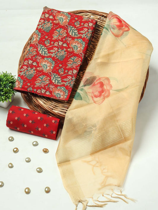 Pure Cotton Suit for Women with Designer Organza Dupatta