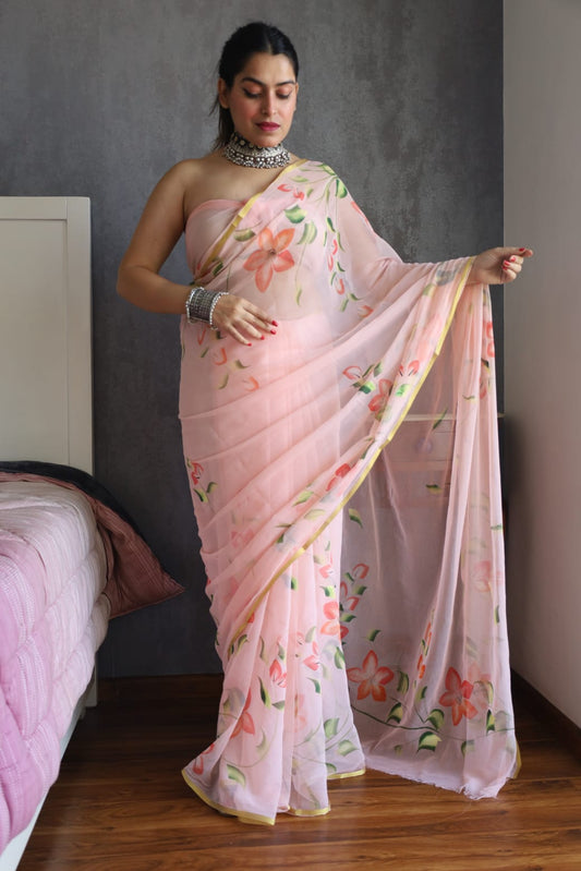 Stunning Chiffon Zari Border Saree – Lightweight Elegance for Every Occasion