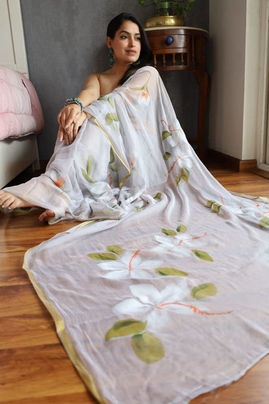 Chiffon Saree with Zari Border
