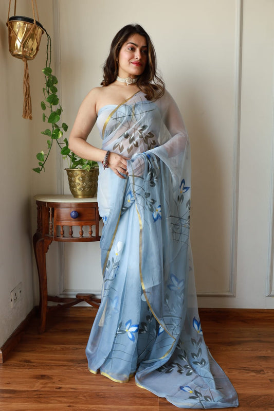 Chiffon Saree with Zari Border