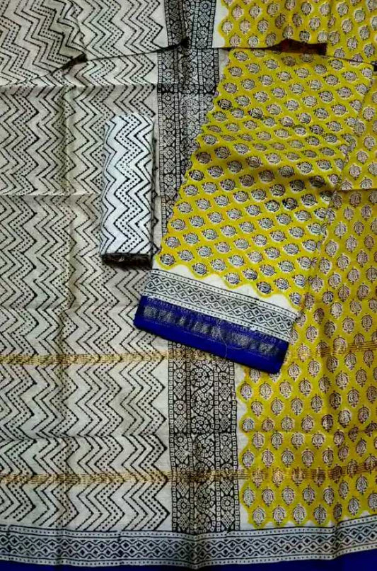 Handcrafted Maheshwari Silk Suit with Dupatta & Bottom